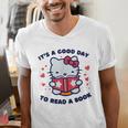 It's a Good Day To Read a Book Cute Cat Book Day Girls Boys Men's V-Neck T-Shirt It's a Good Day To Read a Book Cute Cat Book Day Girls Boys Men's V-Neck T-Shirt