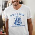 Just a Girl Who Loves Books Book Lover Bookish Men's V-Neck T-Shirt Just a Girl Who Loves Books Book Lover Bookish Men's V-Neck T-Shirt