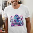 Just A Girl Who Loves Dragons And Books Cute Dragon Reading Premium Tri-Blend Men's V-Neck T-Shirt