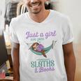 Just a Girl Who Loves Sloths And Books Men's V-Neck T-Shirt Just a Girl Who Loves Sloths And Books Men's V-Neck T-Shirt