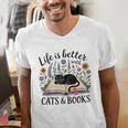 Life Is Better With Cats And Books Men's V-Neck T-Shirt