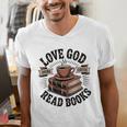 Love God Drink Coffee Read Books – Vintage Spiritual Reading Men's V-Neck T-Shirt