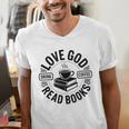 Love God Drink Coffee Read Books Christian Book Lover Men's V-Neck T-Shirt