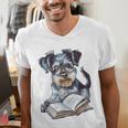 Nerdy Schnauzer Dog Book Lover Glasses Cute Pet For Men Women Kids Men's V-Neck T-Shirt Nerdy Schnauzer Dog Book Lover Glasses Cute Pet For Men Women Kids Men's V-Neck T-Shirt
