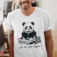 Panda Reading Chapter Books Men's V-Neck T-Shirt Panda Reading Chapter Books Men's V-Neck T-Shirt