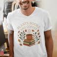Plants Books And Coffee Nature Leaves Reading Book Lover Premium Tri-Blend Men's V-Neck T-Shirt