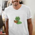 Professional Bookworm Reading Lover Cute Worm Glasses Book Men's V-Neck T-Shirt