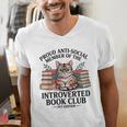 Proud Introverted Book Club Anti Social Reader Pet Cat Men's V-Neck T-Shirt Proud Introverted Book Club Anti Social Reader Pet Cat Men's V-Neck T-Shirt