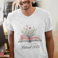 Quote New Chapter Begins Retired 2025 Floral Open Book Men's V-Neck T-Shirt Quote New Chapter Begins Retired 2025 Floral Open Book Men's V-Neck T-Shirt