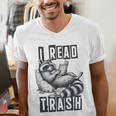 Racoon Reading Spicy Smutty Book Booktok I Read Trashy Books Men's V-Neck T-Shirt Racoon Reading Spicy Smutty Book Booktok I Read Trashy Books Men's V-Neck T-Shirt