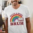 Read A Book Bruh Rainbow Vintage Reading Library Student Men's V-Neck T-Shirt