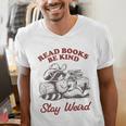 Read Books Be Kind Stay Weird Bookish Cowboy Reading Raccoon Men's V-Neck T-Shirt