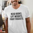 Read Books Lift Weights Fight Fascists Premium Tri-Blend Men's V-Neck T-Shirt Read Books Lift Weights Fight Fascists Premium Tri-Blend Men's V-Neck T-Shirt