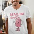 Read 'Em Western Cowgirl Retro Groovy Reading Books Men's V-Neck T-Shirt