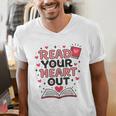 Read Your Heart Out Love Book Valentine Teacher Bookworm Men's V-Neck T-Shirt Read Your Heart Out Love Book Valentine Teacher Bookworm Men's V-Neck T-Shirt