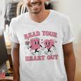Read You Heart Out Reading Teacher Valentines Day Book Lover Men's V-Neck T-Shirt