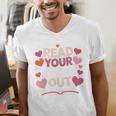 Read Your Heart Out Teacher Valentines Day Reading Book Love Men's V-Neck T-Shirt Read Your Heart Out Teacher Valentines Day Reading Book Love Men's V-Neck T-Shirt