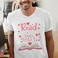 Read Your Heart Out Teacher Valentines Day Reading Book Love Premium Tri-Blend Men's V-Neck T-Shirt