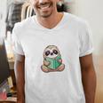 I Read Past My Bedtime Reading Sloth Book Lover Men's V-Neck T-Shirt I Read Past My Bedtime Reading Sloth Book Lover Men's V-Neck T-Shirt