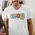 Reader I Am Bookworm Librarian I Heart Read Book Lover Men's V-Neck T-Shirt