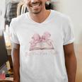 Reading Books Mom Mothers Day Coquette Pink Bow Book Lovers Men's V-Neck T-Shirt Reading Books Mom Mothers Day Coquette Pink Bow Book Lovers Men's V-Neck T-Shirt