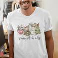 Reading All The Way Christmas Book Lover For Women And Teens Men's V-Neck T-Shirt