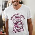 Reading Is My Favorite Sport Cat And Book Lover Women Men's V-Neck T-Shirt