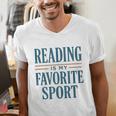 Reading Is My Favorite Sport Literary Book Lover Typography Men's V-Neck T-Shirt Reading Is My Favorite Sport Literary Book Lover Typography Men's V-Neck T-Shirt