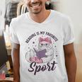 Reading Is My Favorite Sport Saying Cat And Book Lover Men's V-Neck T-Shirt Reading Is My Favorite Sport Saying Cat And Book Lover Men's V-Neck T-Shirt