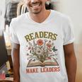 Reading Squad Book Lover Bookish Floral Readers Make Leaders Men's V-Neck T-Shirt