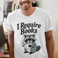 I Require Books Raccoon Reading For Book Lovers Men's V-Neck T-Shirt I Require Books Raccoon Reading For Book Lovers Men's V-Neck T-Shirt