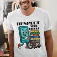 Respect Elders Cellphone Pushing Books In a Wheelchair Men's V-Neck T-Shirt