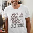 Retro Cowgirl ReadingTee Saddle Up With A Good Book Western Men's V-Neck T-Shirt Retro Cowgirl ReadingTee Saddle Up With A Good Book Western Men's V-Neck T-Shirt