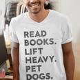 Retro Gym Book Lover Read Books Lift Heavy Pet Dogs Men's V-Neck T-Shirt Retro Gym Book Lover Read Books Lift Heavy Pet Dogs Men's V-Neck T-Shirt