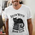 Salem Witch Book Club Bookish Halloween Cat Women Men's V-Neck T-Shirt