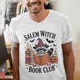Salem WItch Book Club Halloween Raccoon Witch Reading Book Men's V-Neck T-Shirt Salem WItch Book Club Halloween Raccoon Witch Reading Book Men's V-Neck T-Shirt