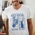 Sarcastic Anti Social Book Club Cat Skull Book Lover Men's V-Neck T-Shirt Sarcastic Anti Social Book Club Cat Skull Book Lover Men's V-Neck T-Shirt