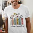 School Counselor Wildflower Book School Counseling Life Men's V-Neck T-Shirt