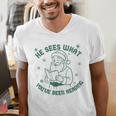 He Sees What You'Ve Been Reading Christmas Bookish Santa Premium Tri-Blend Men's V-Neck T-Shirt