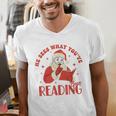 He Sees What You'Ve Been Reading Santa Book Men's V-Neck T-Shirt He Sees What You'Ve Been Reading Santa Book Men's V-Neck T-Shirt