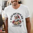 He Sees What You'Ve Been Reading Santa Xmas Book Lover Men's V-Neck T-Shirt He Sees What You'Ve Been Reading Santa Xmas Book Lover Men's V-Neck T-Shirt