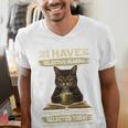 i Have Selective Hearing Cat Coffee Books Retro Men's V-Neck T-Shirt i Have Selective Hearing Cat Coffee Books Retro Men's V-Neck T-Shirt
