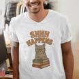 SHHH Happens Librarian Cat Books Library Men's V-Neck T-Shirt