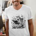 Skeleton Skull Halloween Book Reading Books Lover Teacher Men's V-Neck T-Shirt