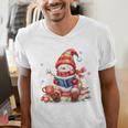 Snowman Reading Books Lovers Christmas Librarian Bookworm Men's V-Neck T-Shirt Snowman Reading Books Lovers Christmas Librarian Bookworm Men's V-Neck T-Shirt
