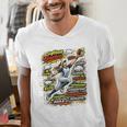 Softball Outfielder Best Traits Brave Retro Comic Book Art Premium Tri-Blend Men's V-Neck T-Shirt