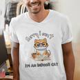 Sorry I Can't Indoor Cat Top For Introvert With Coffee Book Men's V-Neck T-Shirt Sorry I Can't Indoor Cat Top For Introvert With Coffee Book Men's V-Neck T-Shirt
