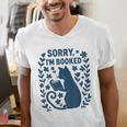 Sorry I'm Booked Cat Reading Book Boho Flowers Vintage Men's V-Neck T-Shirt