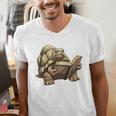 Sulcata Tortoise Reading A Book Men's V-Neck T-Shirt Sulcata Tortoise Reading A Book Men's V-Neck T-Shirt