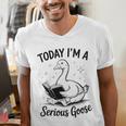 Today I'm A Serious Goose Animal Reading Book Lovers Men's V-Neck T-Shirt